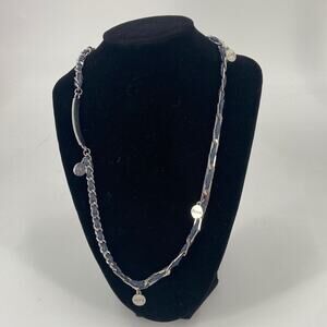 Love blue suede silver necklace